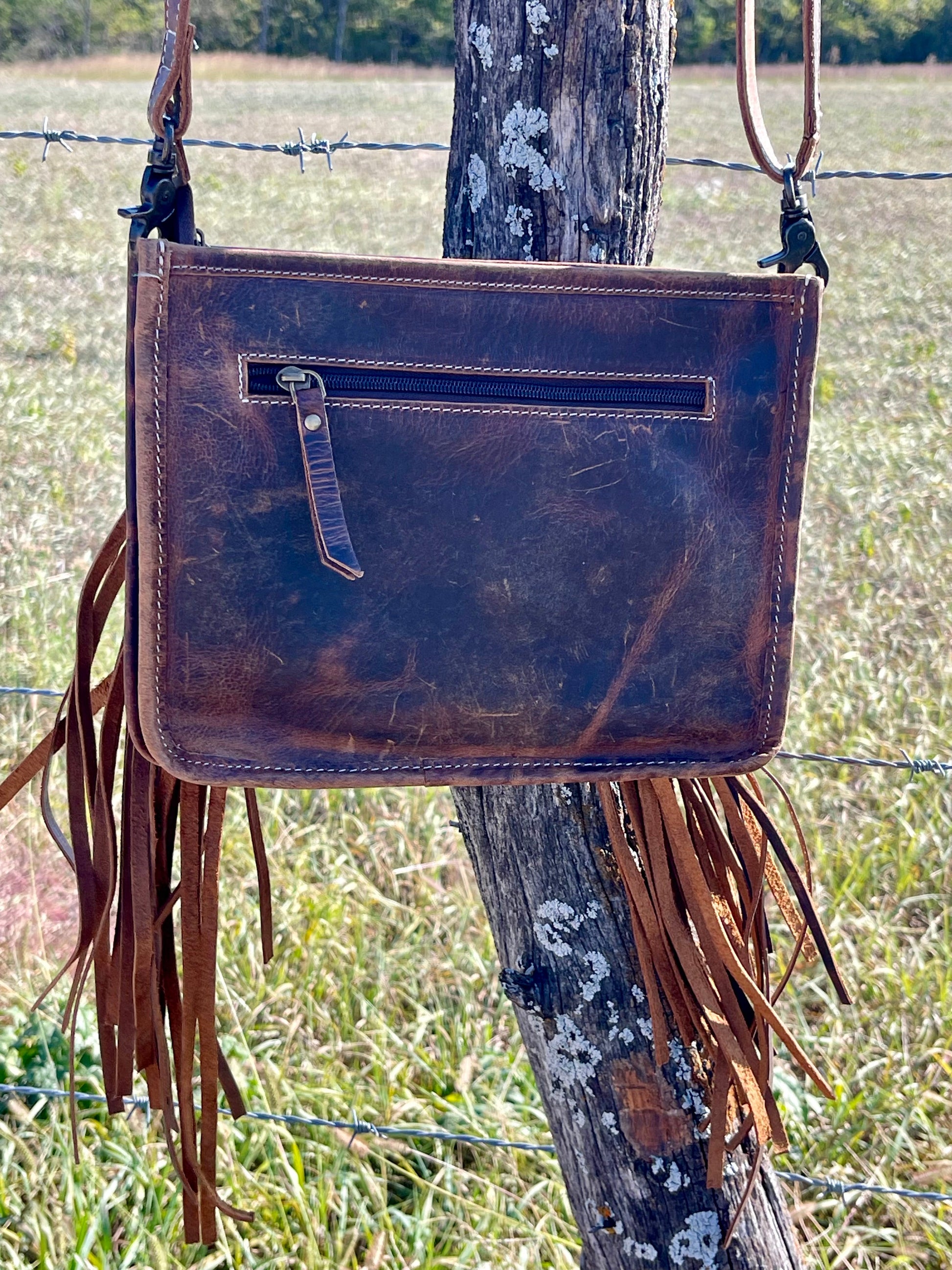Western Stitch Fringe Crossbody