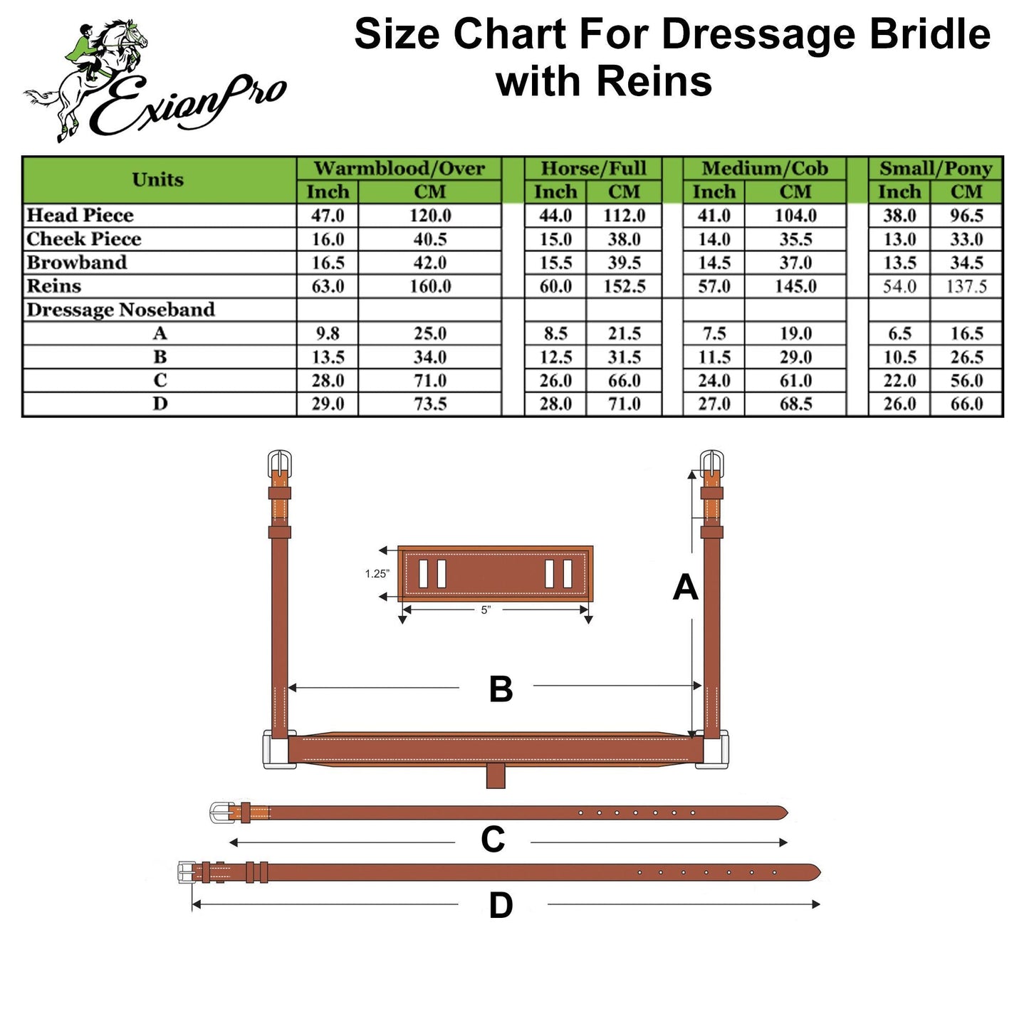 ExionPro Pressure Relief Crown Dressage Bridle with Web Reins