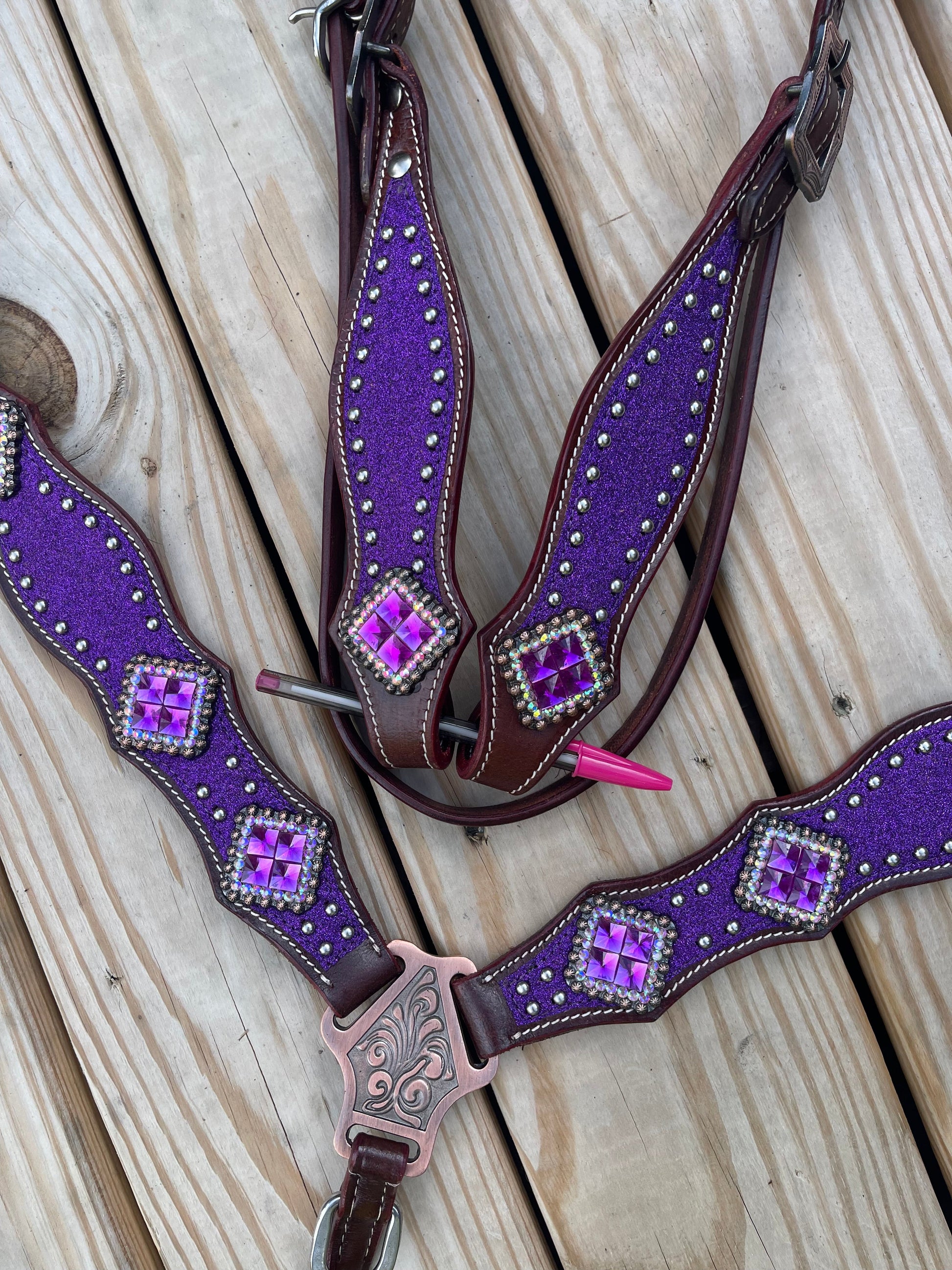 Made to order Purple tack set with browband