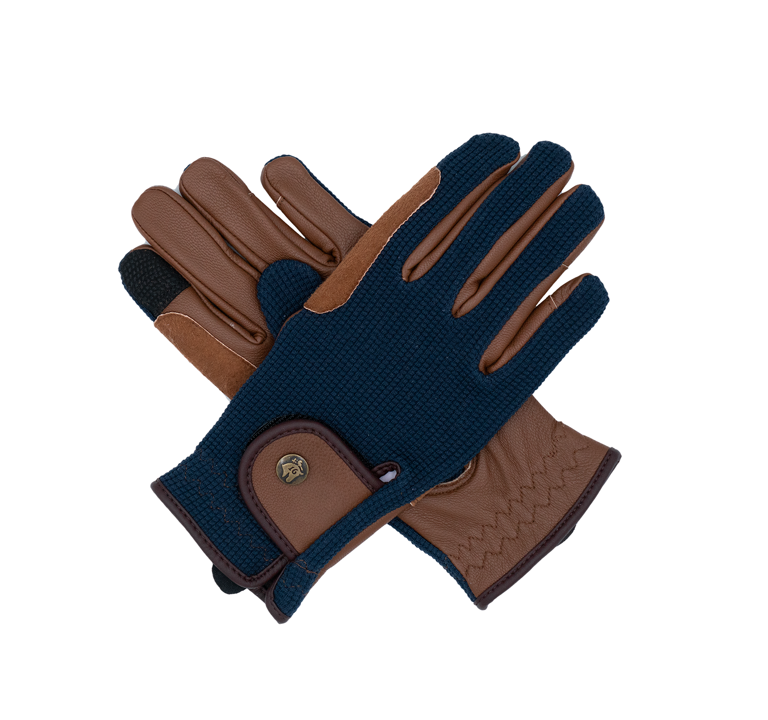 Riding Gloves, Navy & Cognac