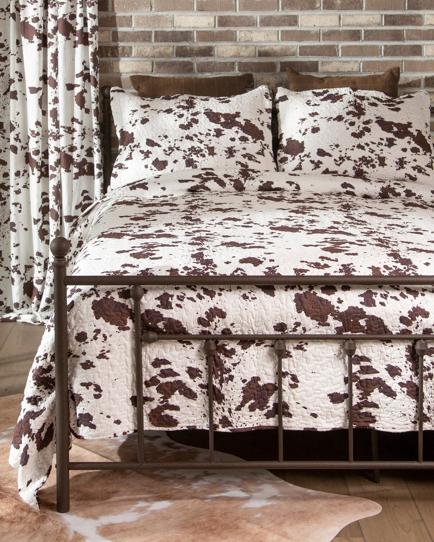 Wrangler Cowhide Print Quilt Set – Rustic Western Bedding in Twin, Queen & King Sizes