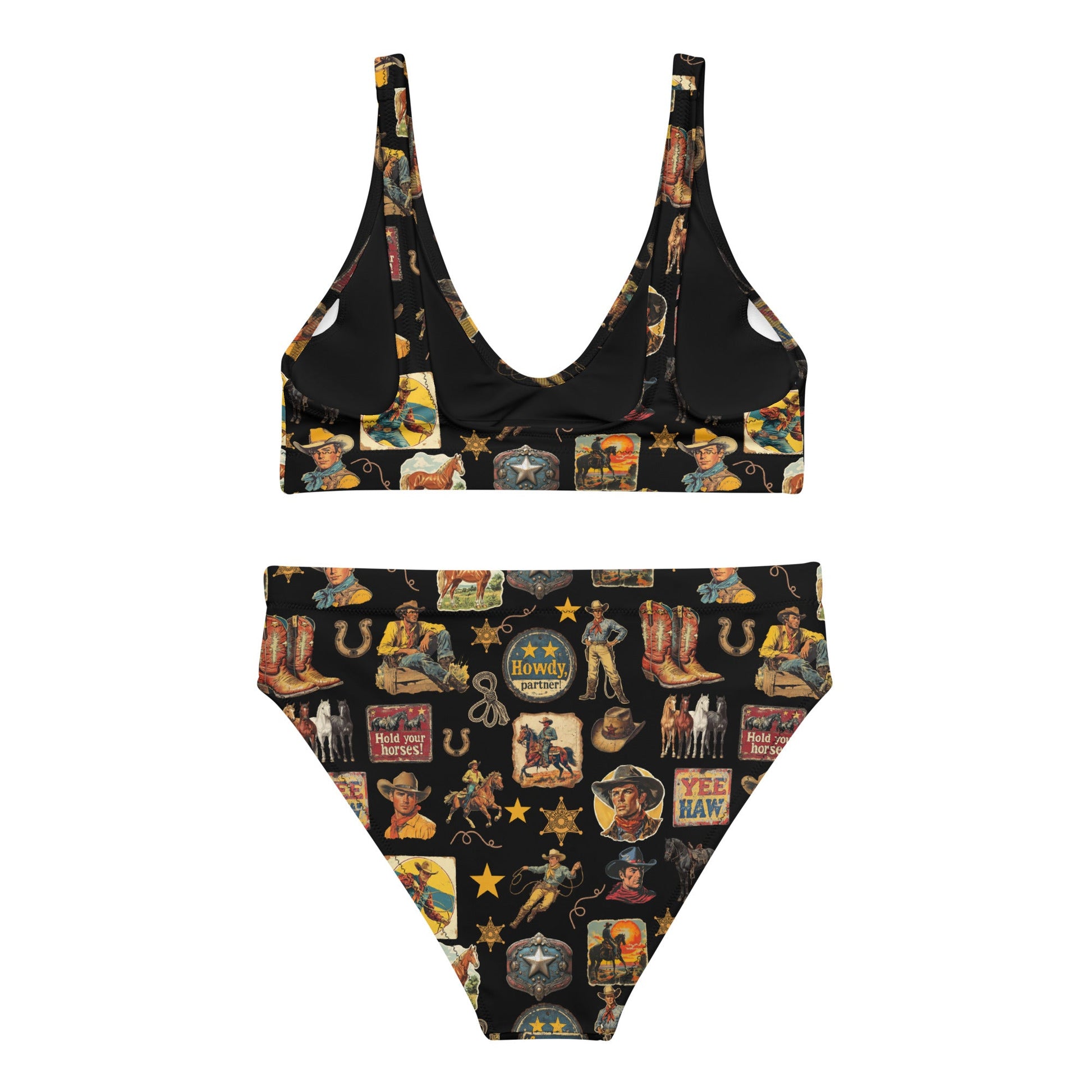 Yeehaw Vintage Cowboy Collage Bikini