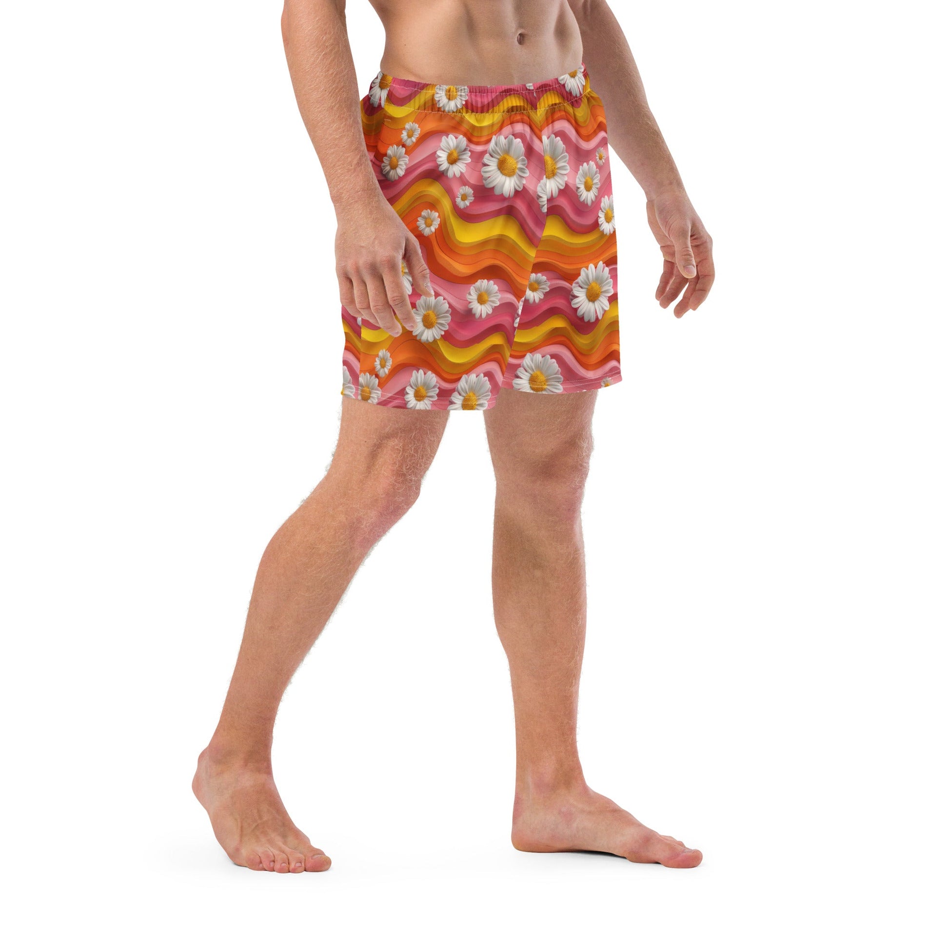 Yeehaw Groovy Floral Men's Swim Trunks