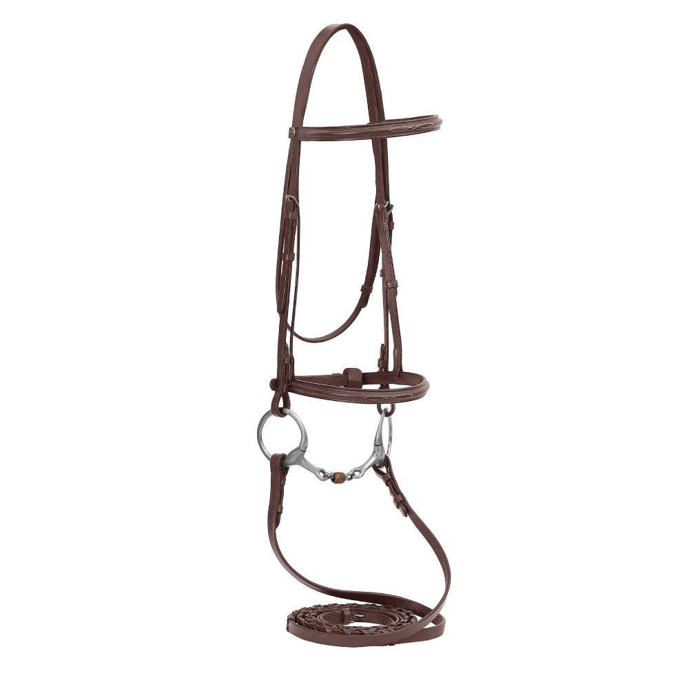 Henri de Rivel Advantage Fancy Raised Snaffle Bridle – Traditional Hunter/Jumper Bridle with Laced Reins