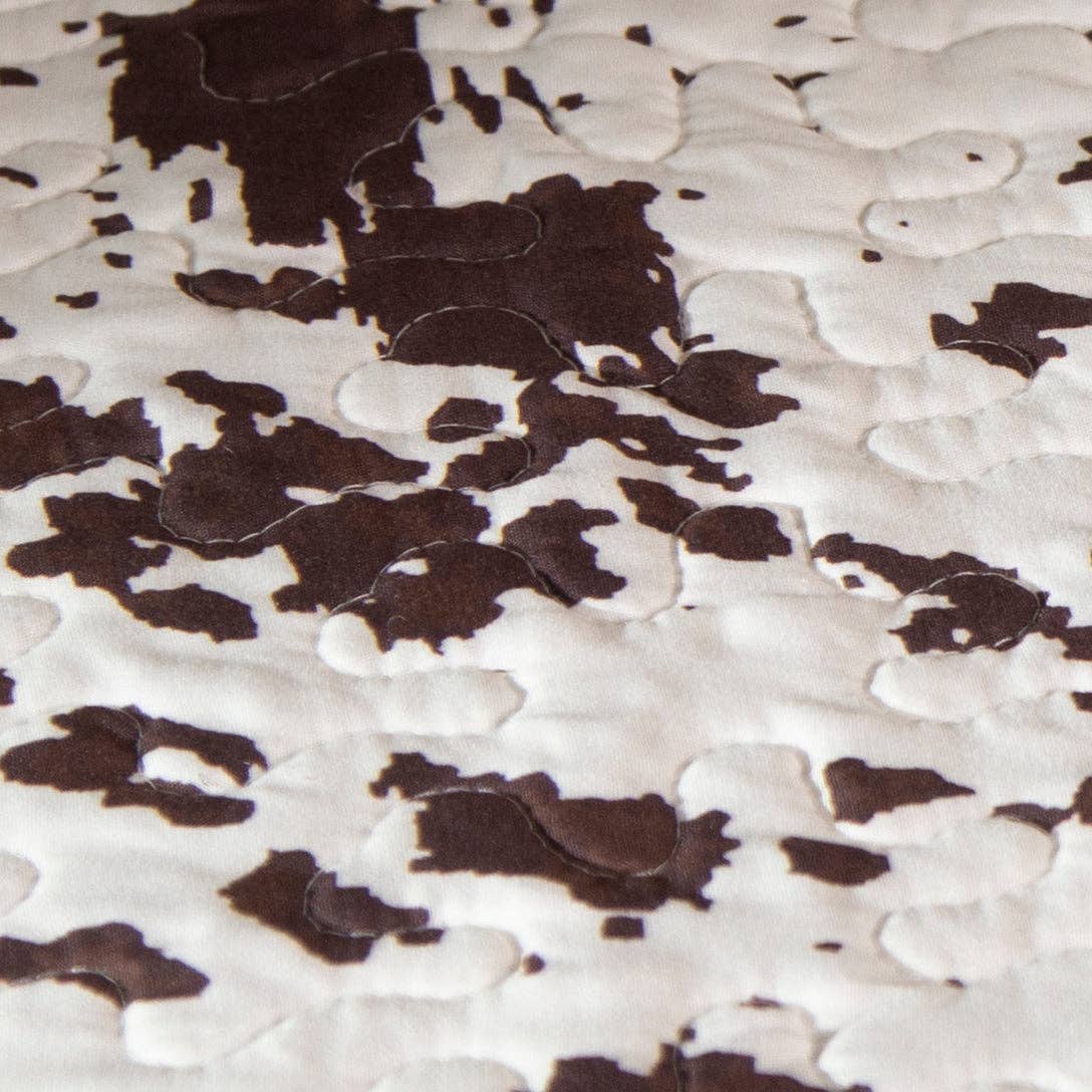Wrangler Cowhide Print Quilt Set – Rustic Western Bedding in Twin, Queen & King Sizes