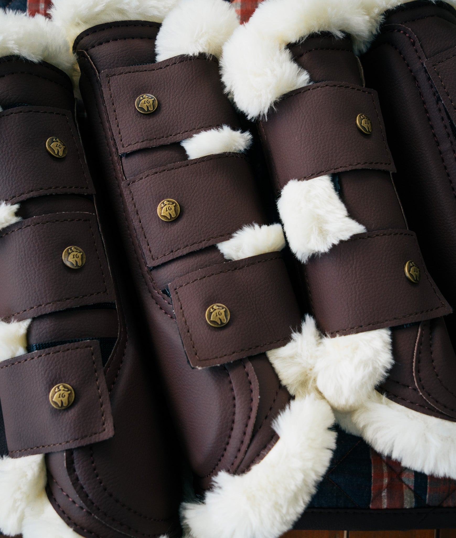 Leatherette Brushing Boots, Hickory