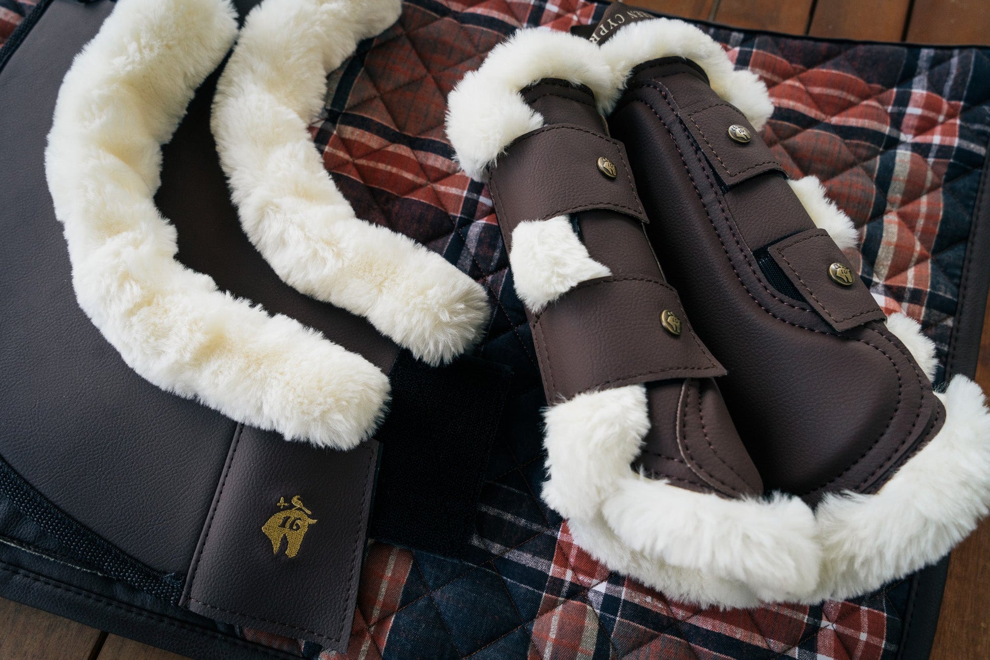 Leatherette Brushing Boots, Hickory