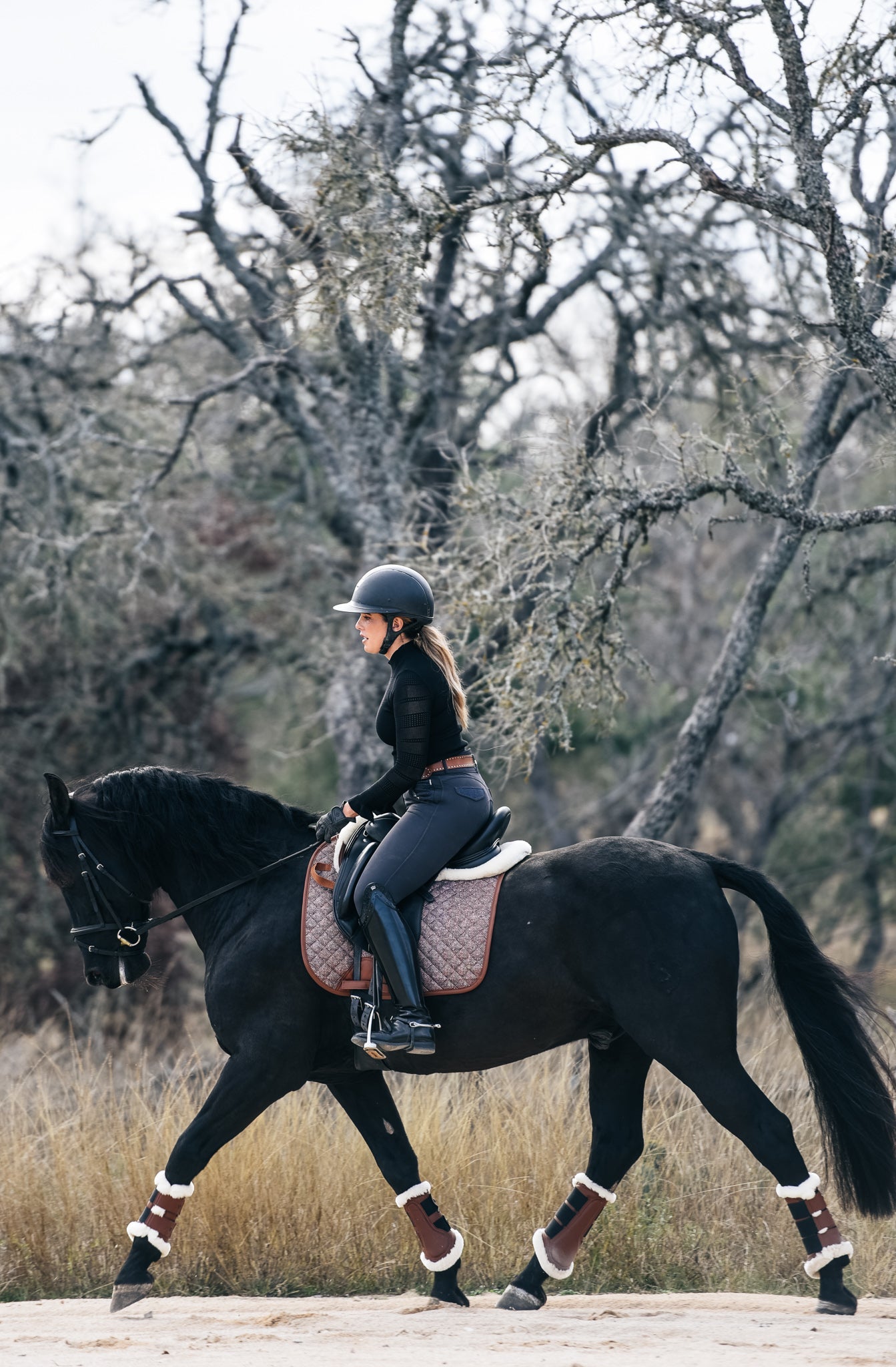 Leatherette Brushing Boots, Hickory