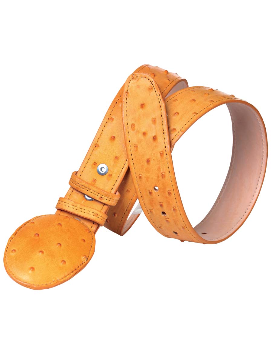 Men's Cowboy Belt - Imitation Ostrich - Butter color 702