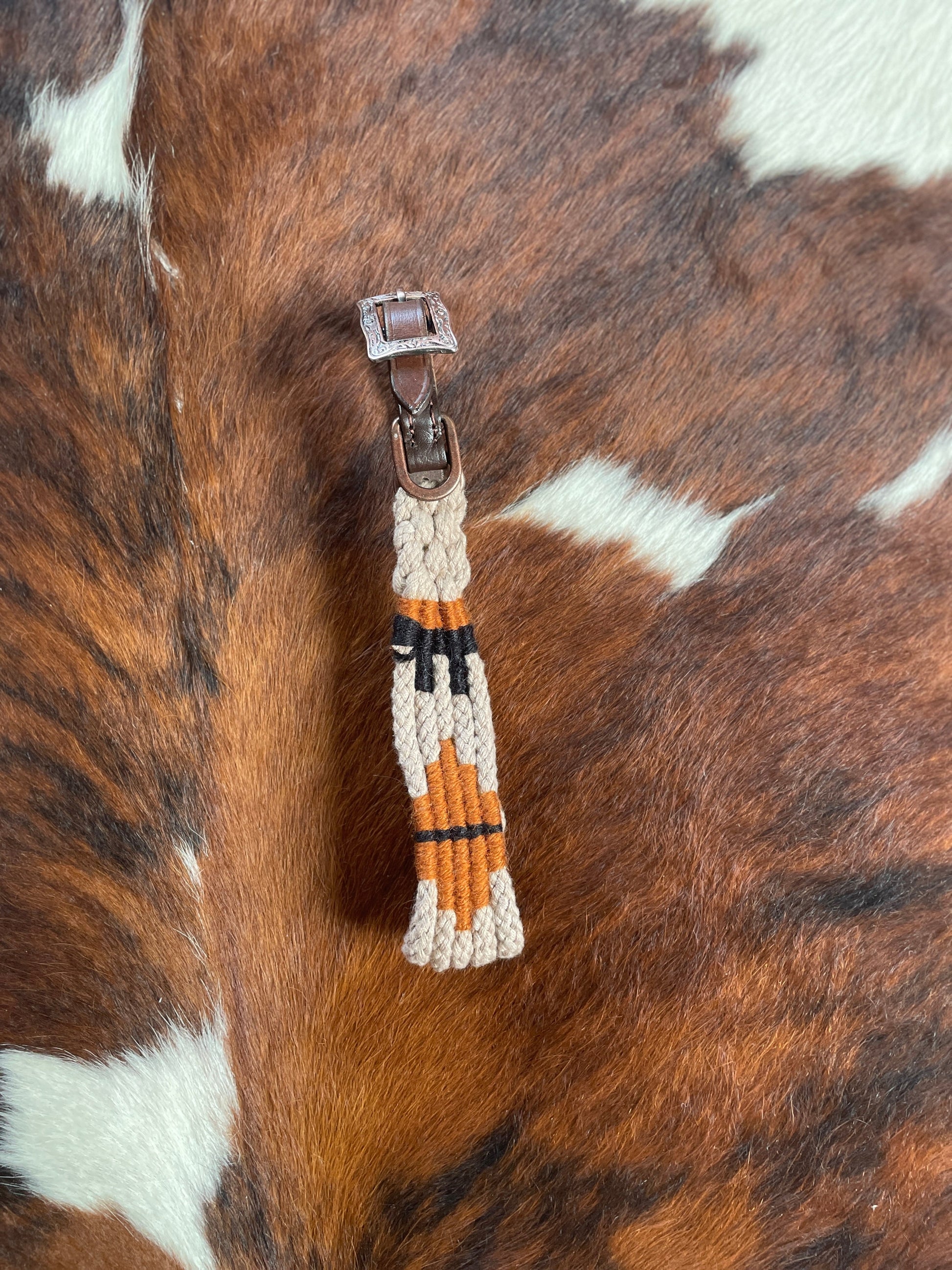 Corded Leather Dog Collar - Tan/Black