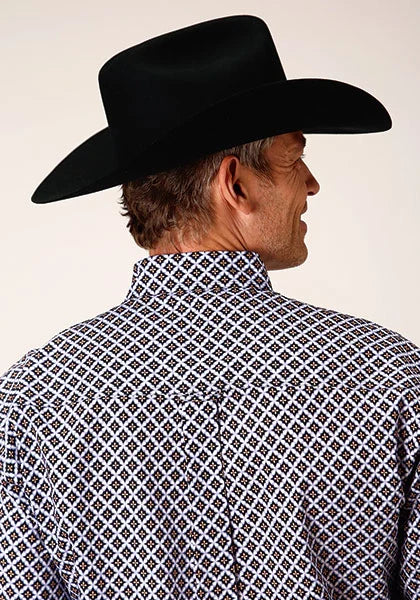Roper 1666 Tile Foulard (Black) - Men's Western Shirt