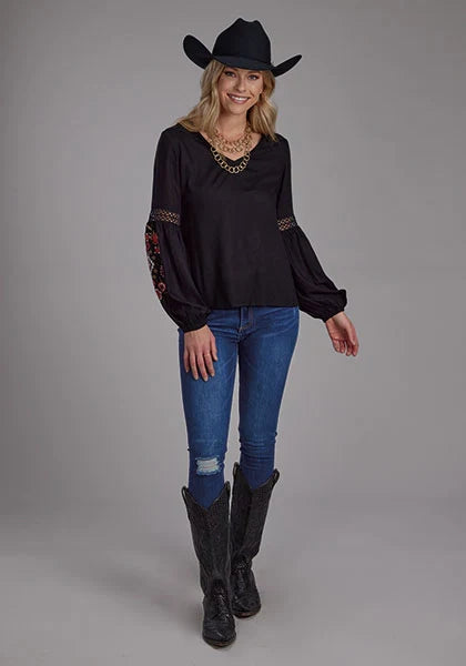 Roper 2190 Solid Rayon (Black) - Women's Western Blouse