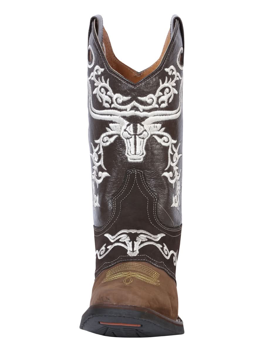 El General Rodeo Boot - Crazy  Brown/Dark Brown with Embroidery 34311