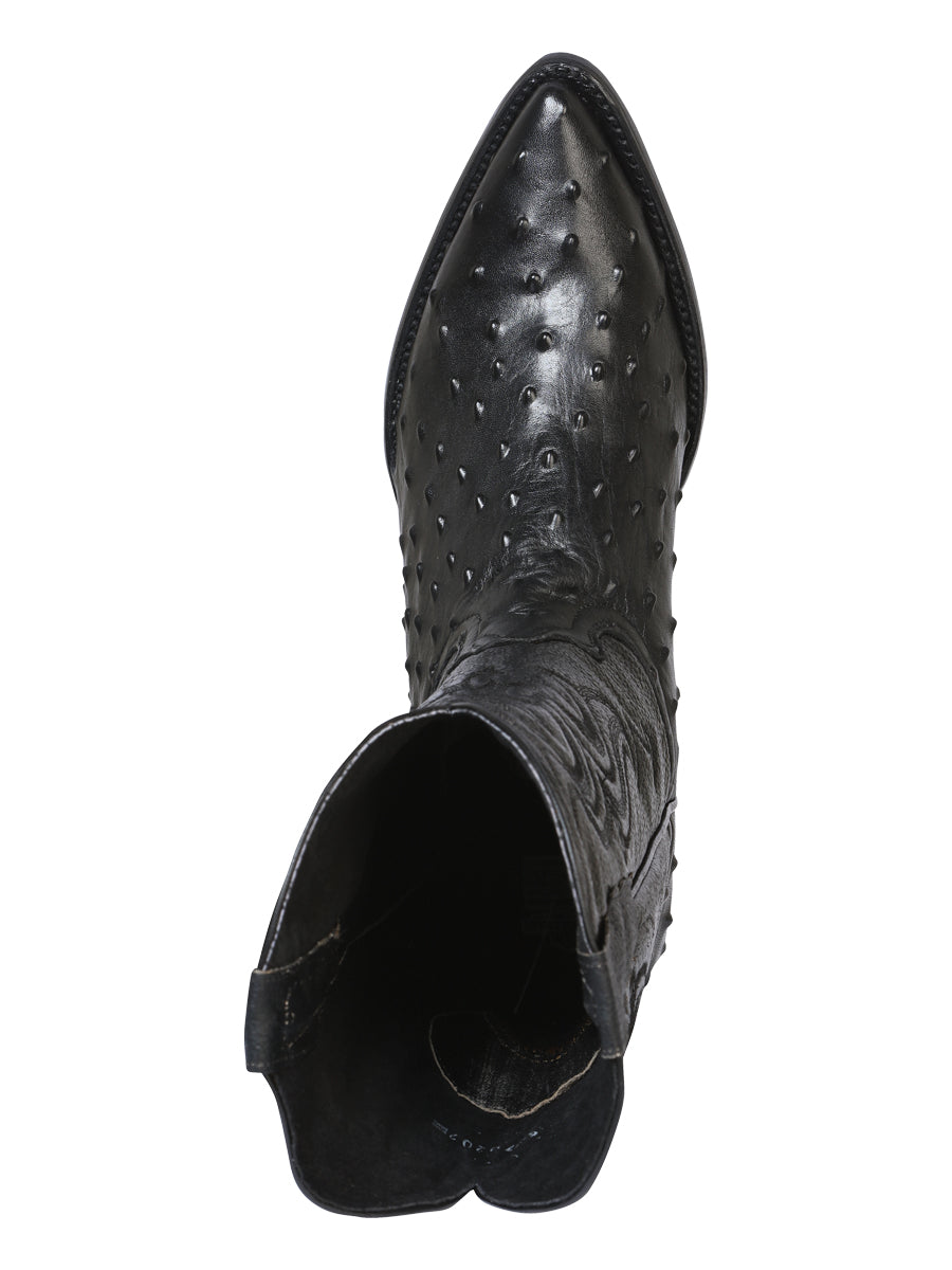 El Señor de los Cielos Men’s Western Boots - Imitation Ostrich Leather - Black 40836