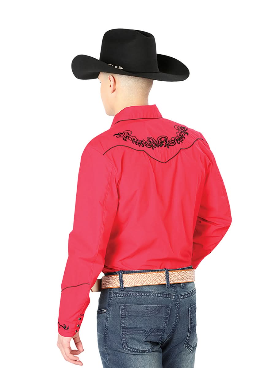 El General Embroidery Western Shirt Red/Black 40989