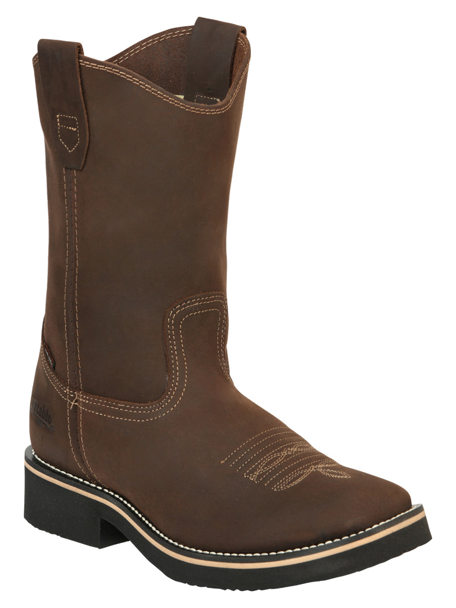 ESTABLO Men’s Leather Hybrid Work Cowboy Boot - Made In Mexico - Crazy Tan 41550