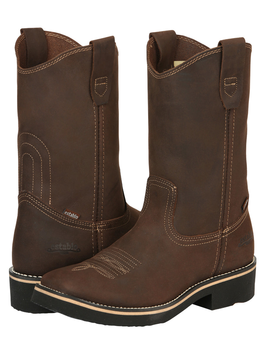 ESTABLO Men’s Leather Hybrid Work Cowboy Boot - Made In Mexico - Crazy Tan 41550