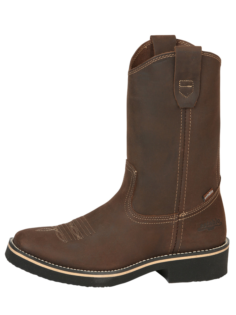 ESTABLO Men’s Leather Hybrid Work Cowboy Boot - Made In Mexico - Crazy Tan 41550
