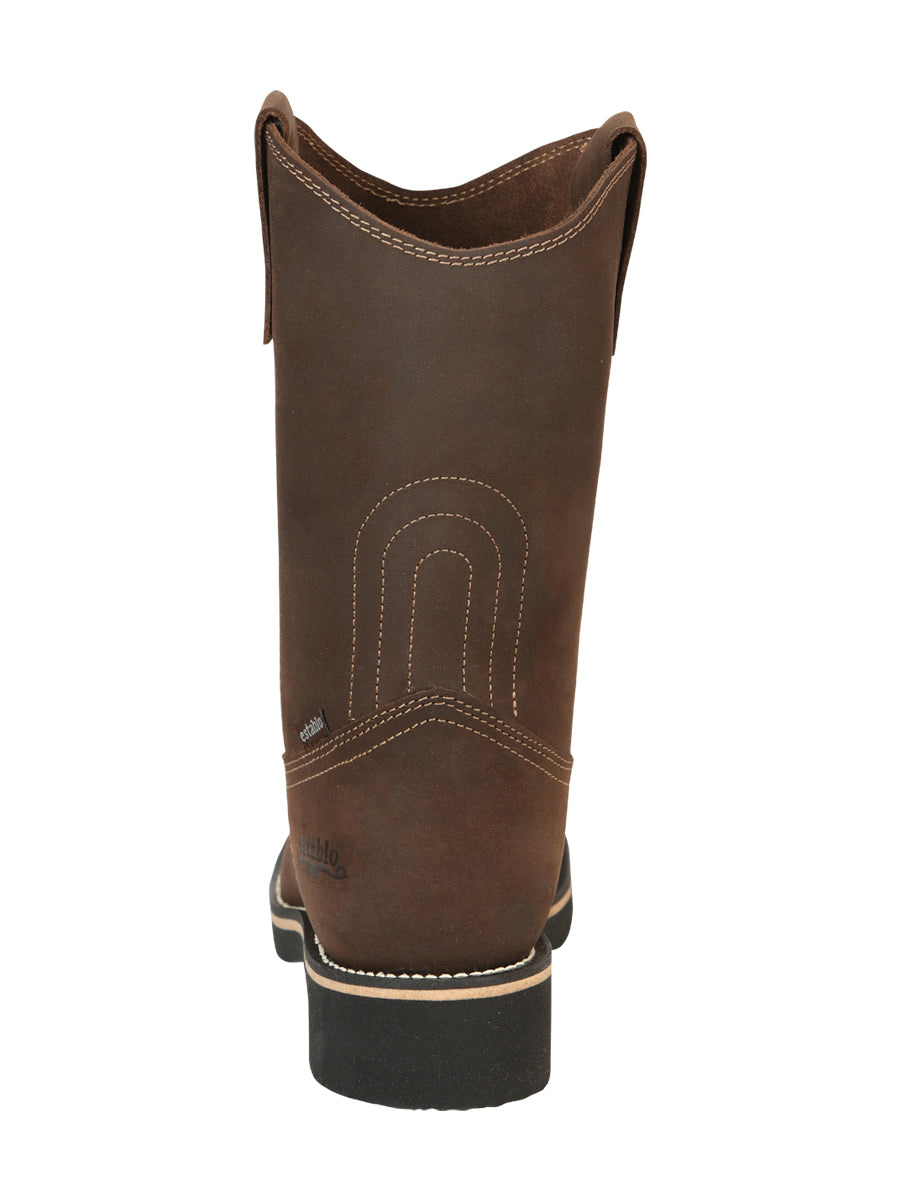 ESTABLO Men’s Leather Hybrid Work Cowboy Boot - Made In Mexico - Crazy Tan 41550