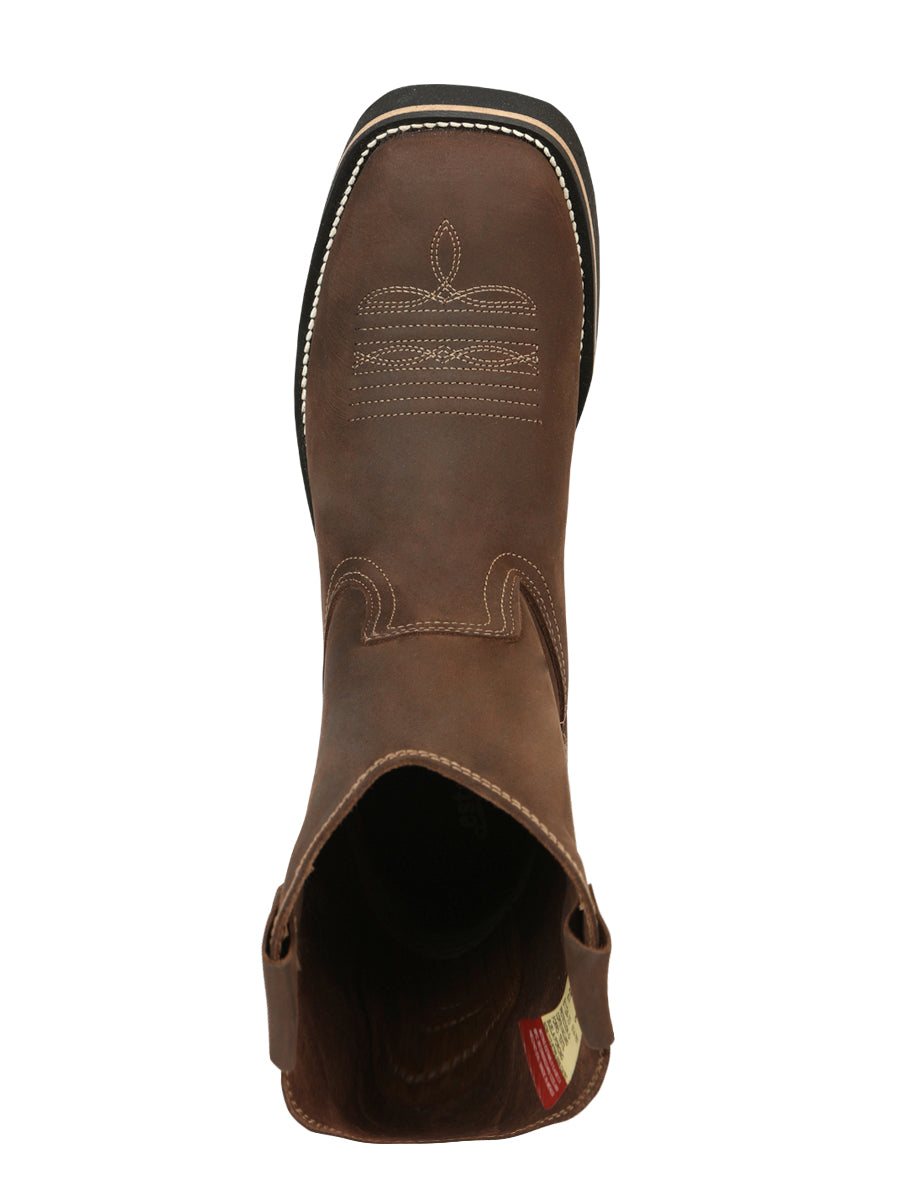 ESTABLO Men’s Leather Hybrid Work Cowboy Boot - Made In Mexico - Crazy Tan 41550