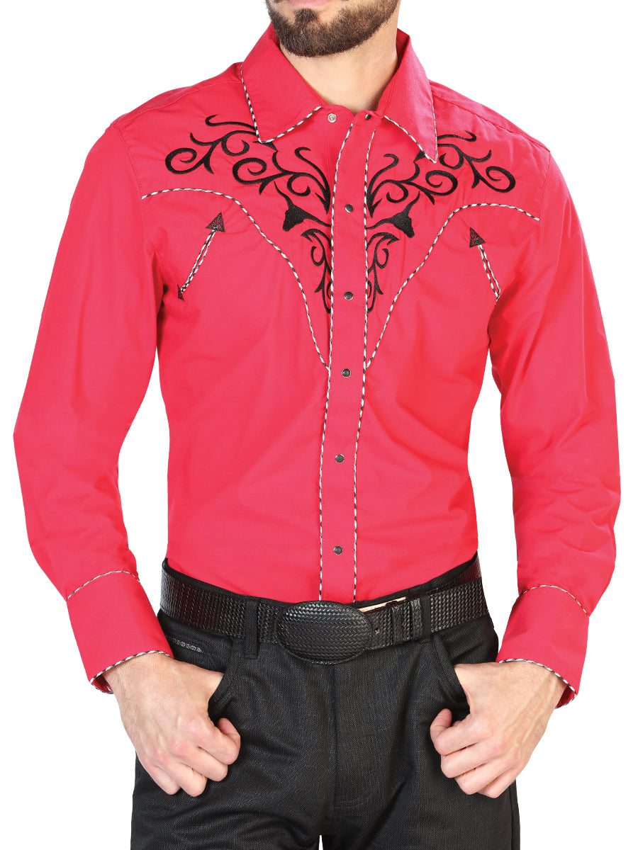 El General Embroidery Western Shirt Red/Black 42889