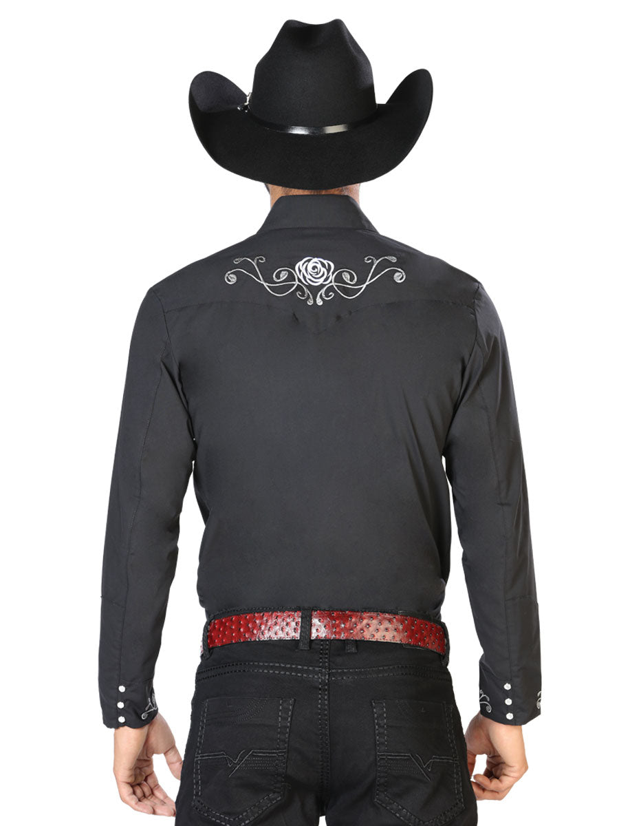 El General Embroidery Western Shirt Black/White 42937