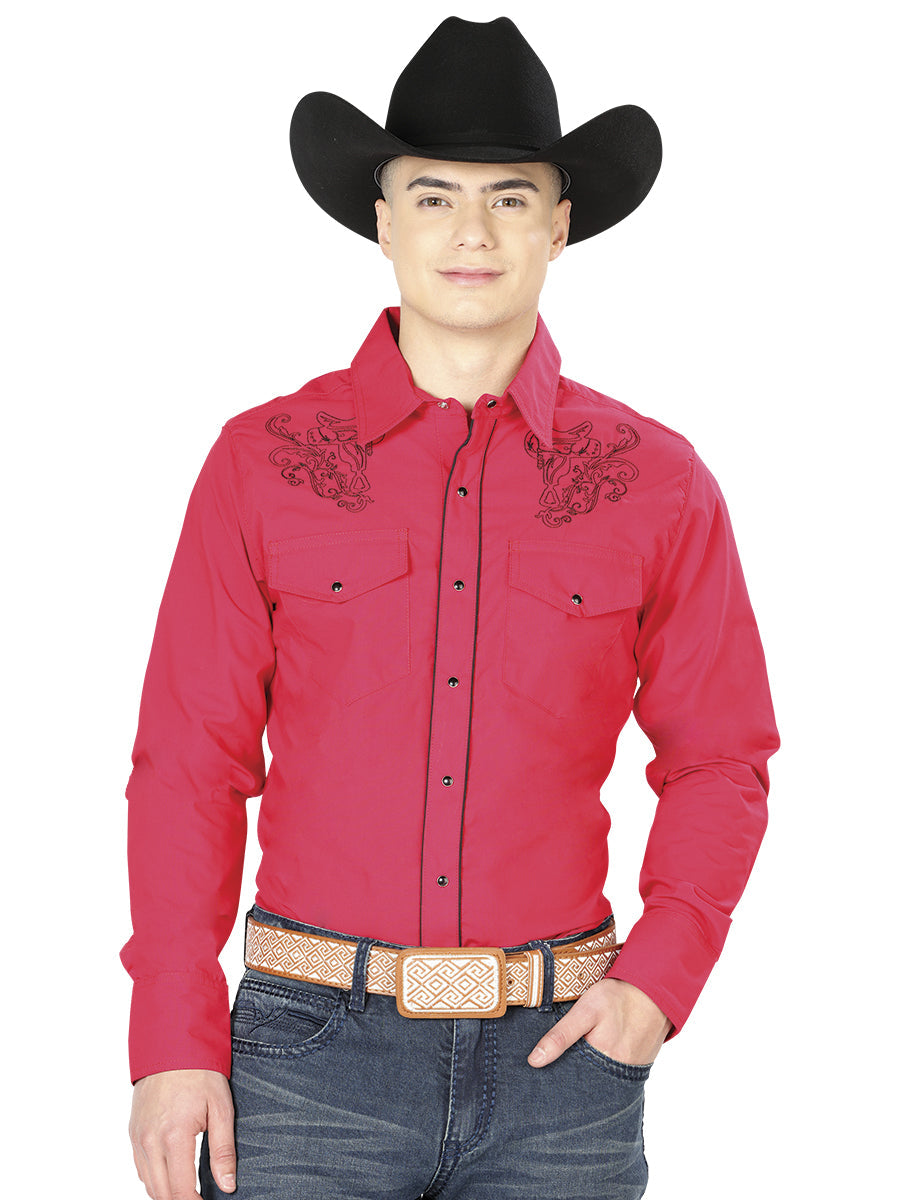 Red Western Long Sleeve Shirt 42956