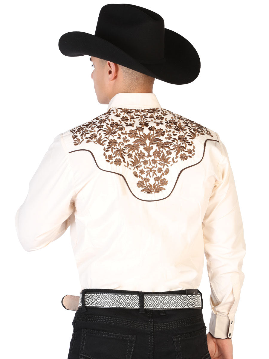 El Señor de los Cielos Embroidery Shirt Beige/Gold 43299