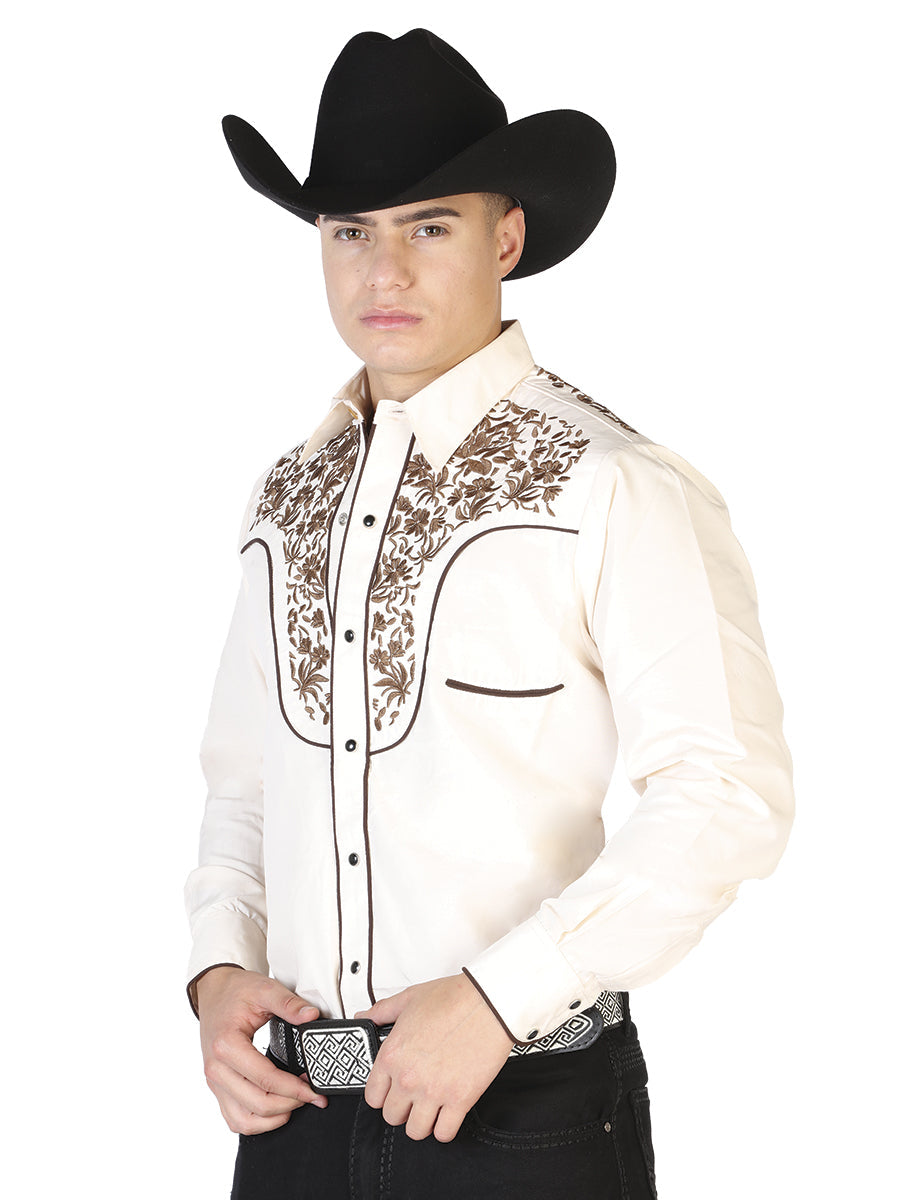 El Señor de los Cielos Embroidery Shirt Beige/Gold 43299