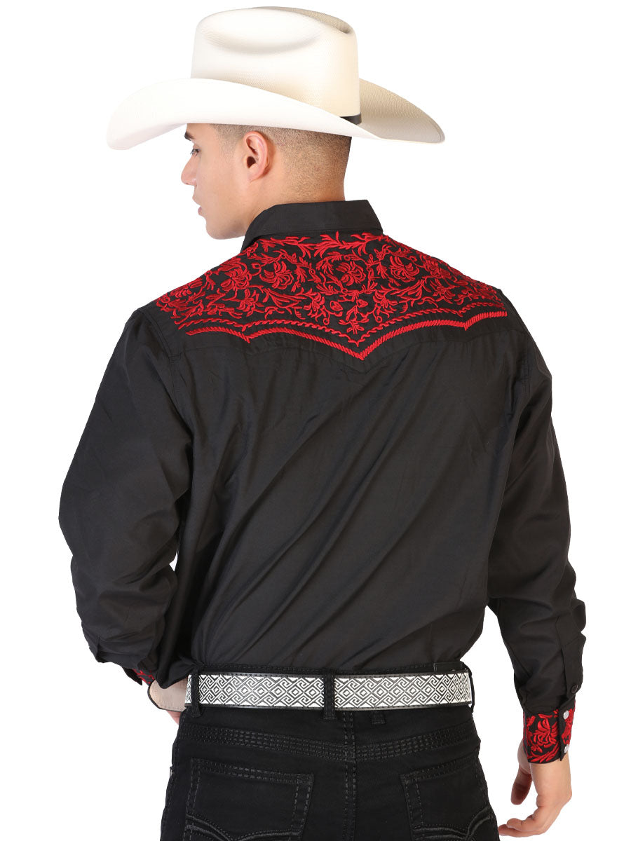 El Señor de los Cielos Embroidery Shirt Black/Red 43301