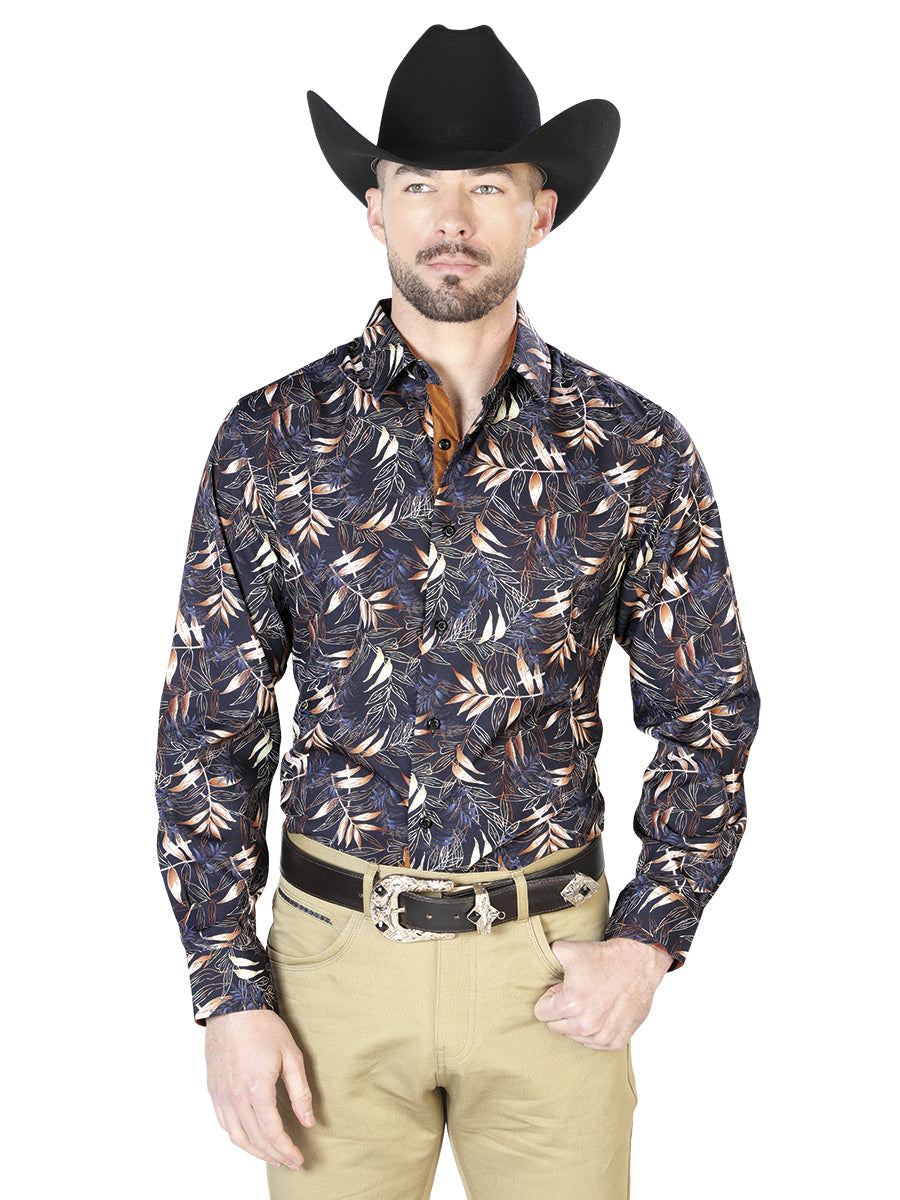 Black And Gold Casual Long Sleeve Shirt 43691
