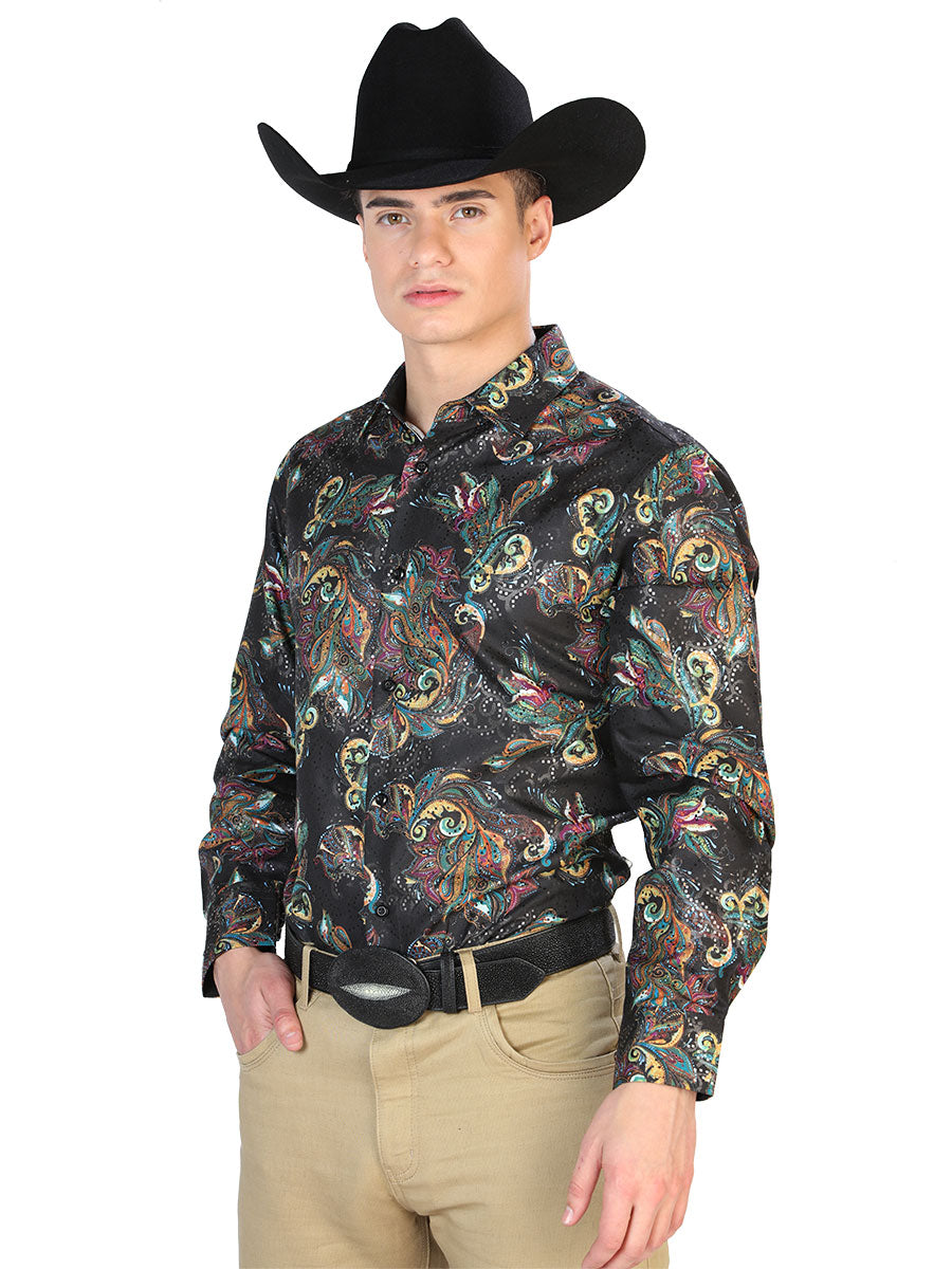 Black Multicolor Casual Long Sleeve Shirt 43800