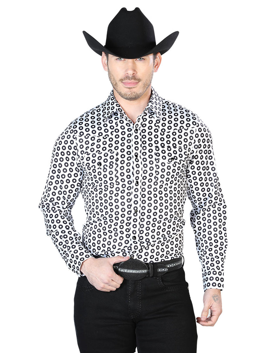 White And Black Casual Long Sleeve Shirt 43938