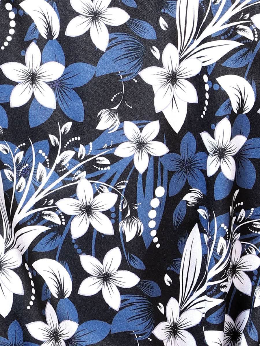 Blue Flower Casual Long Sleeve Shirt 43954