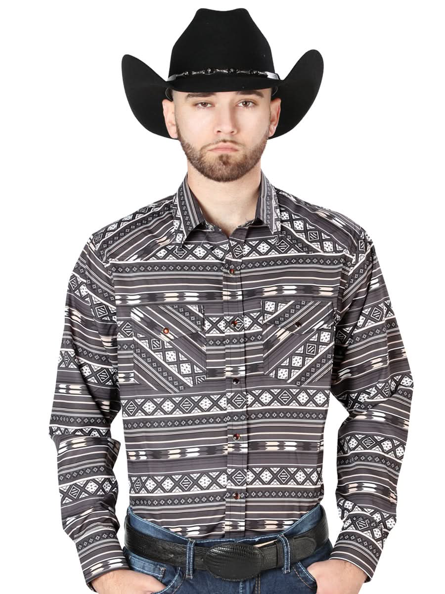 Brown Long Sleeve Cowboy Shirt 44217