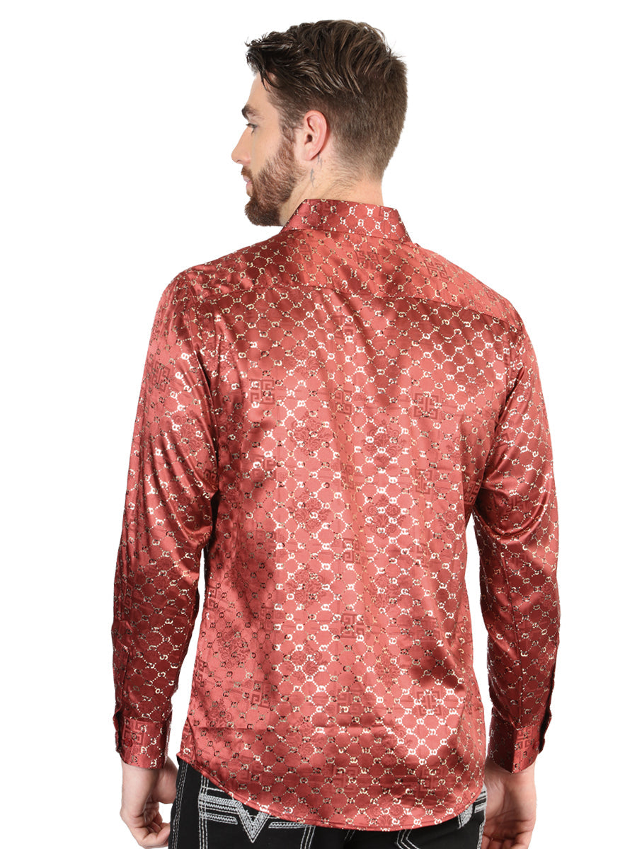 El General Burgundy/Gold Casual Long-Sleeve Shirt 44546