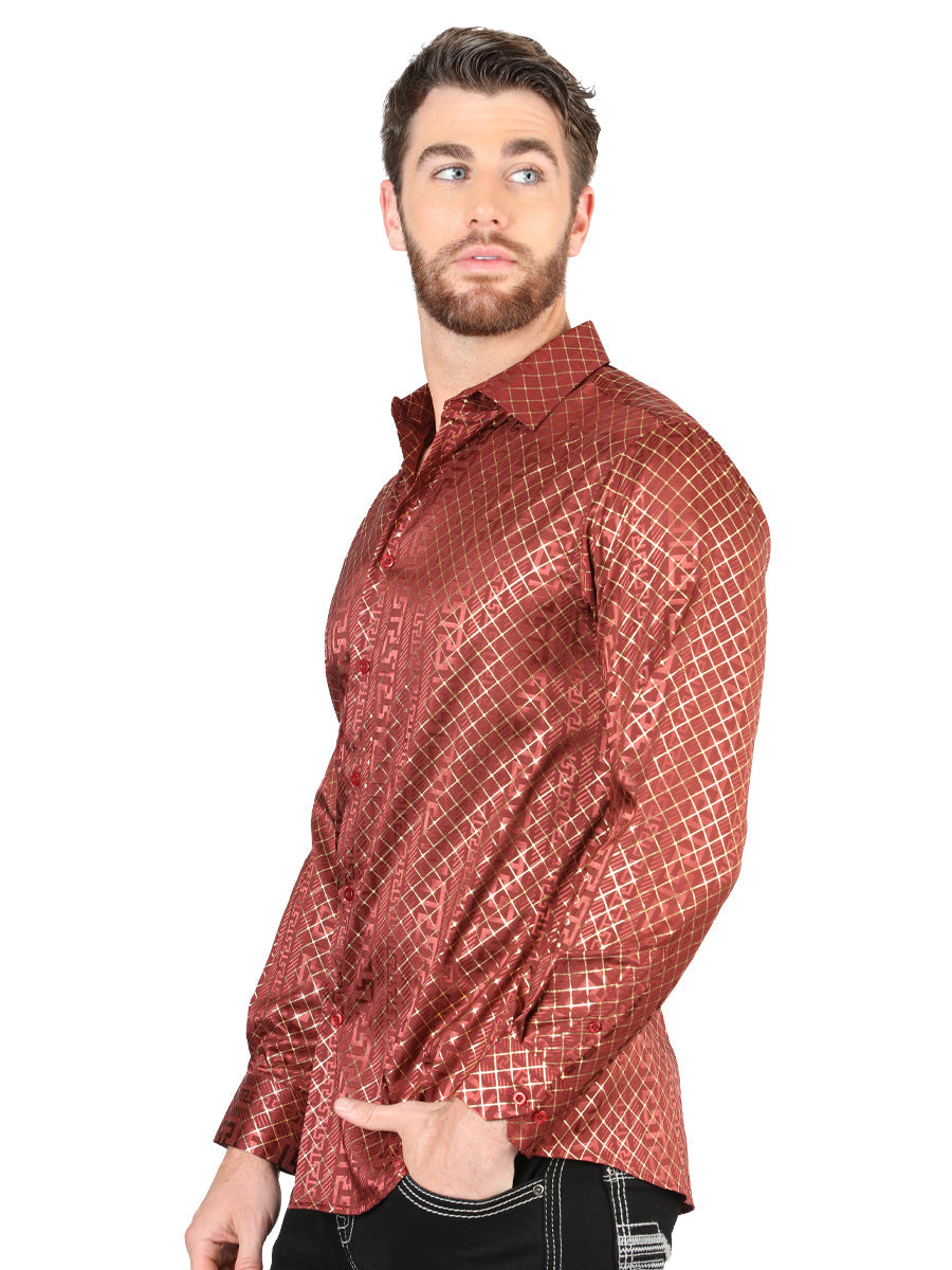 El General Burgundy Casual Long-Sleeve Shirt 44552