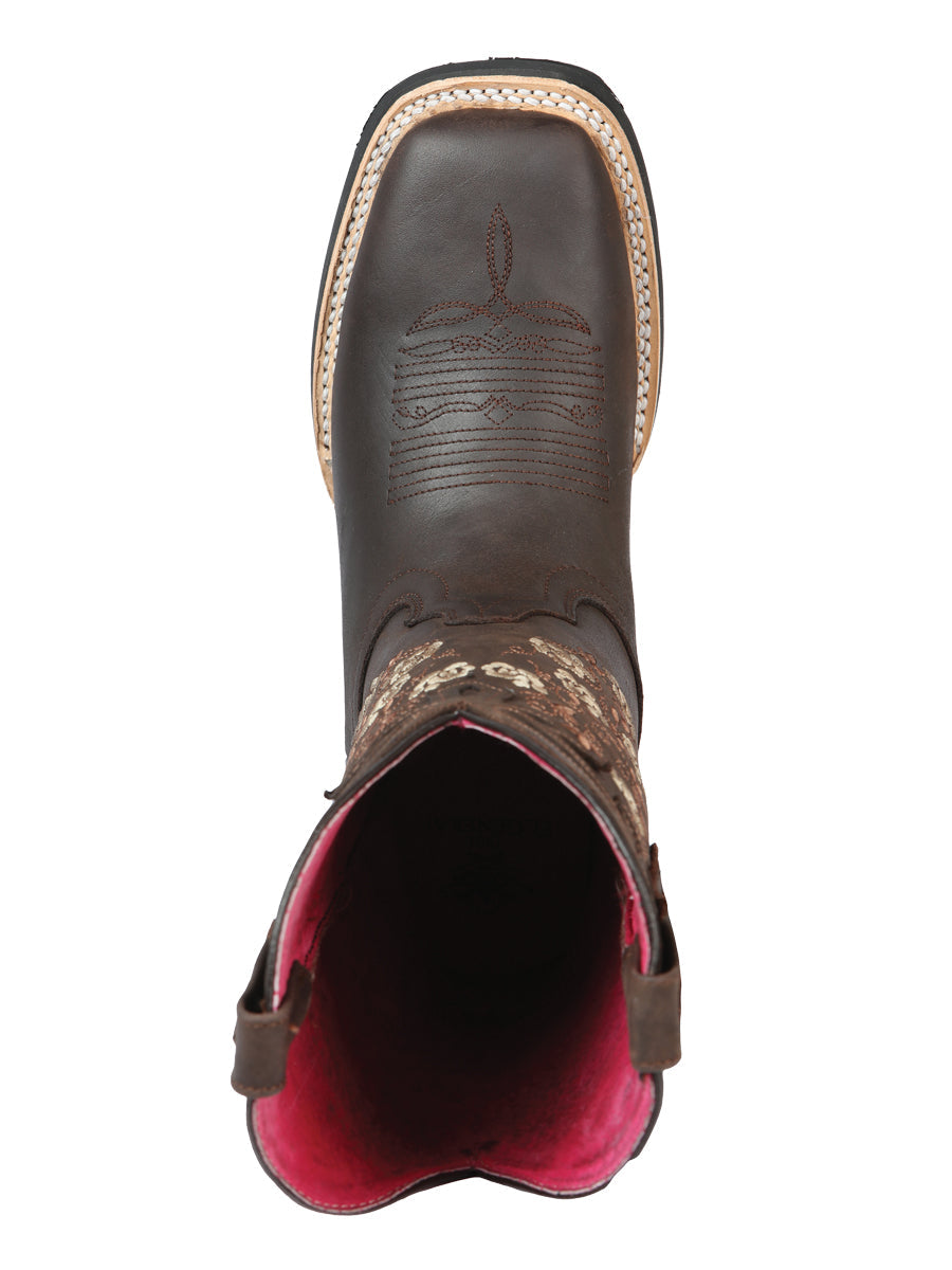 El General Women’s Leather Cowgirl Boots - Made in Mexico - Crazy Brown 44635
