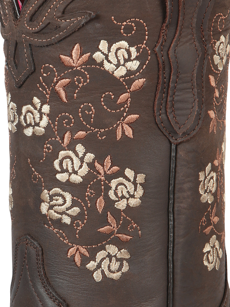 El General Women’s Leather Cowgirl Boots - Made in Mexico - Crazy Brown 44635