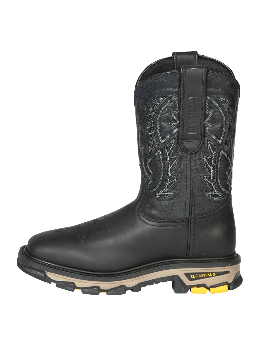 El General Men's Leather Work Boot - Made in Mexico - Crazy Black 44694