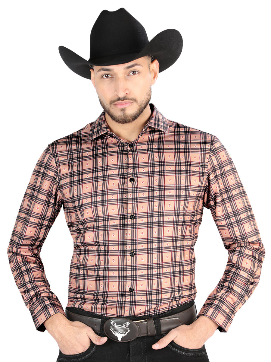 El General  -  Casual Long-Sleeve Shirt  - Beige/Black 44697