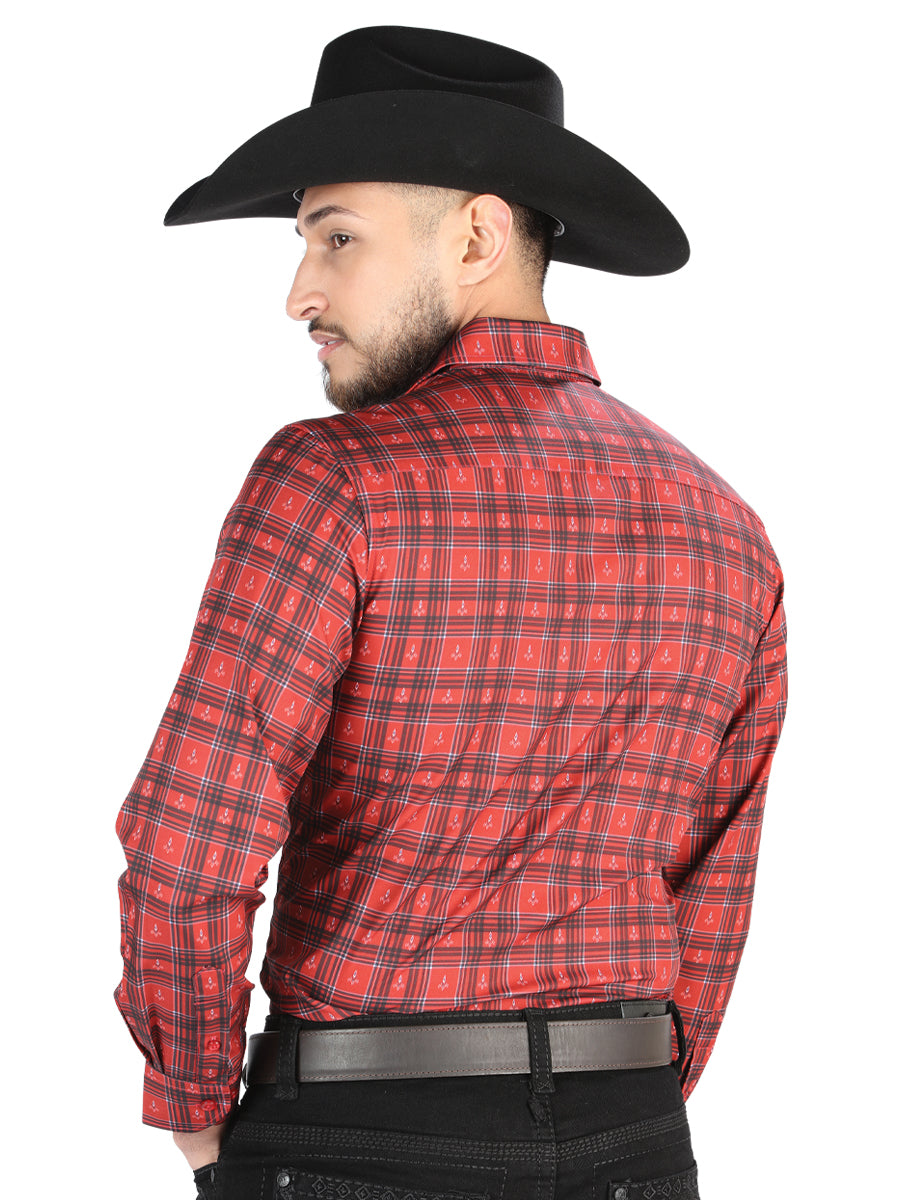 El General - Casual Long Sleeve Shirt - Red/Black 44705