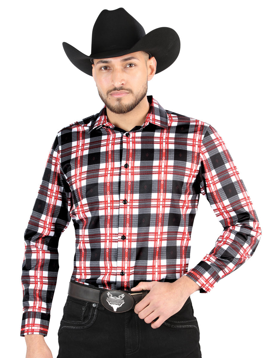 El General  -  Casual Long-Sleeve Shirt  - White/Red 44707