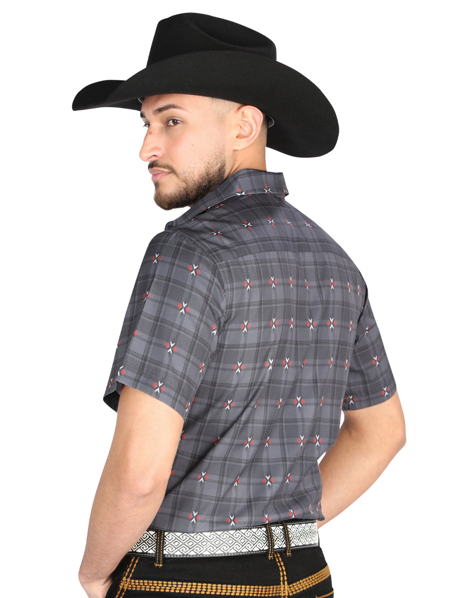 El General - Casual Long Sleeve Shirt - Gray/Brown 44708