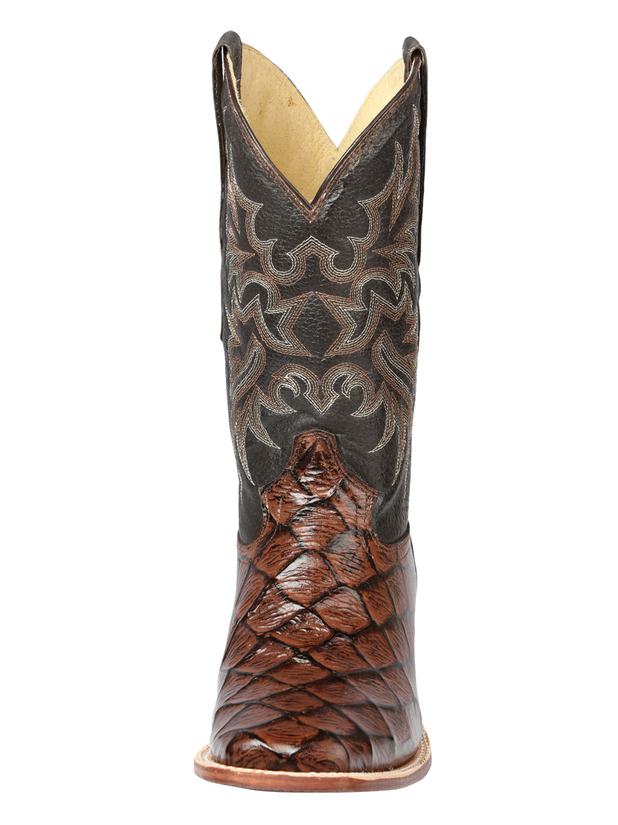 El Señor de los Cielos Men’s Rodeo Boot - Monster Fish Imitation Leather - Brown 44931