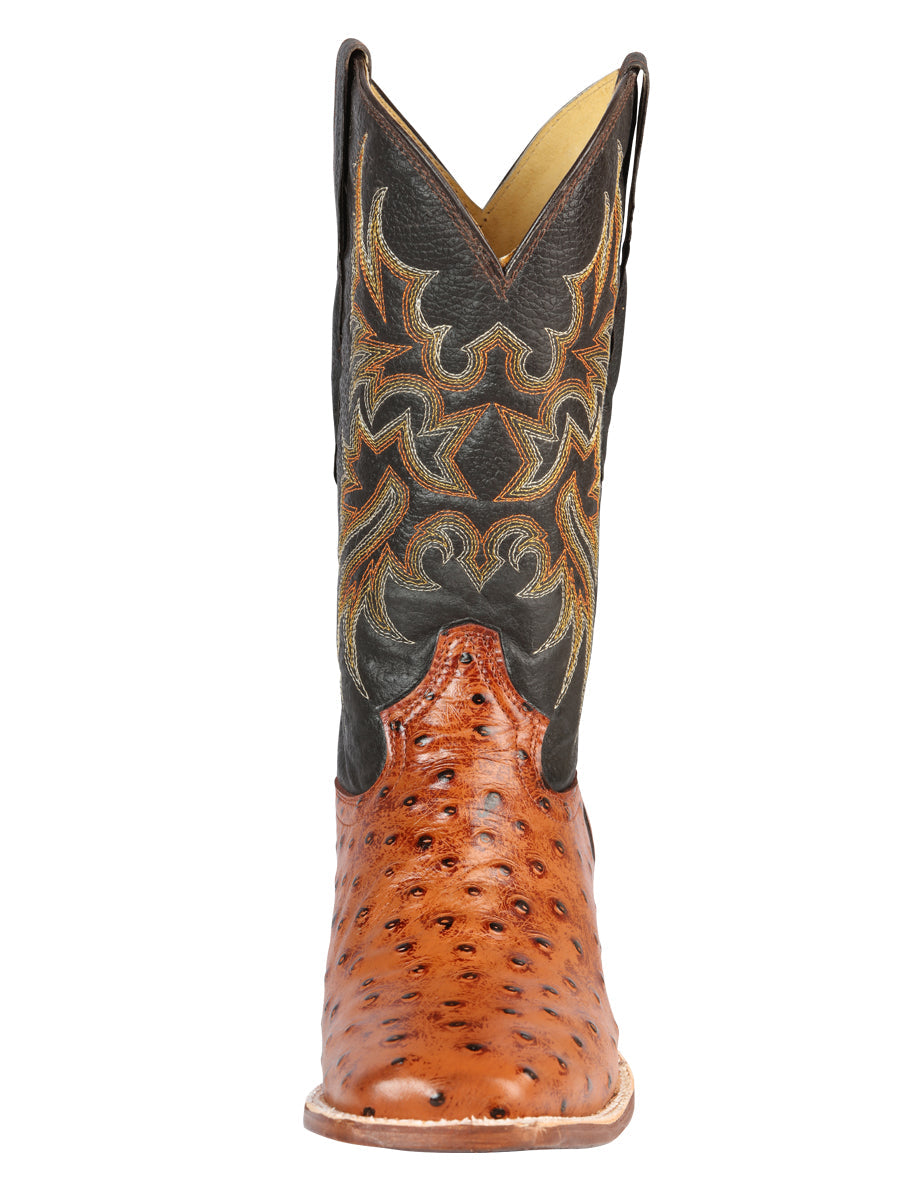 Men's Leather Cowboy Boots - Made in Mexico - Embossed Cogñac Ostrich 44936