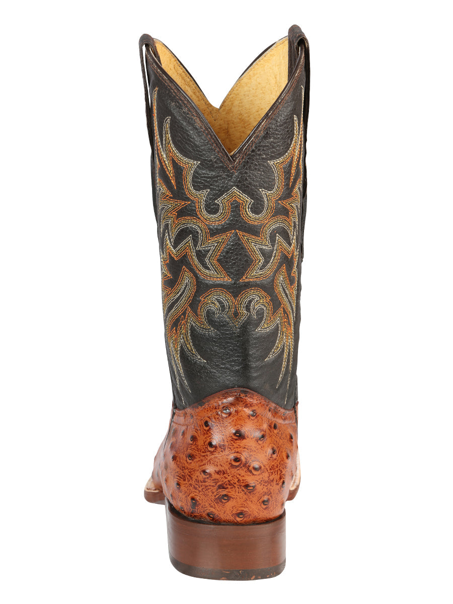 Men's Leather Cowboy Boots - Made in Mexico - Embossed Cogñac Ostrich 44936