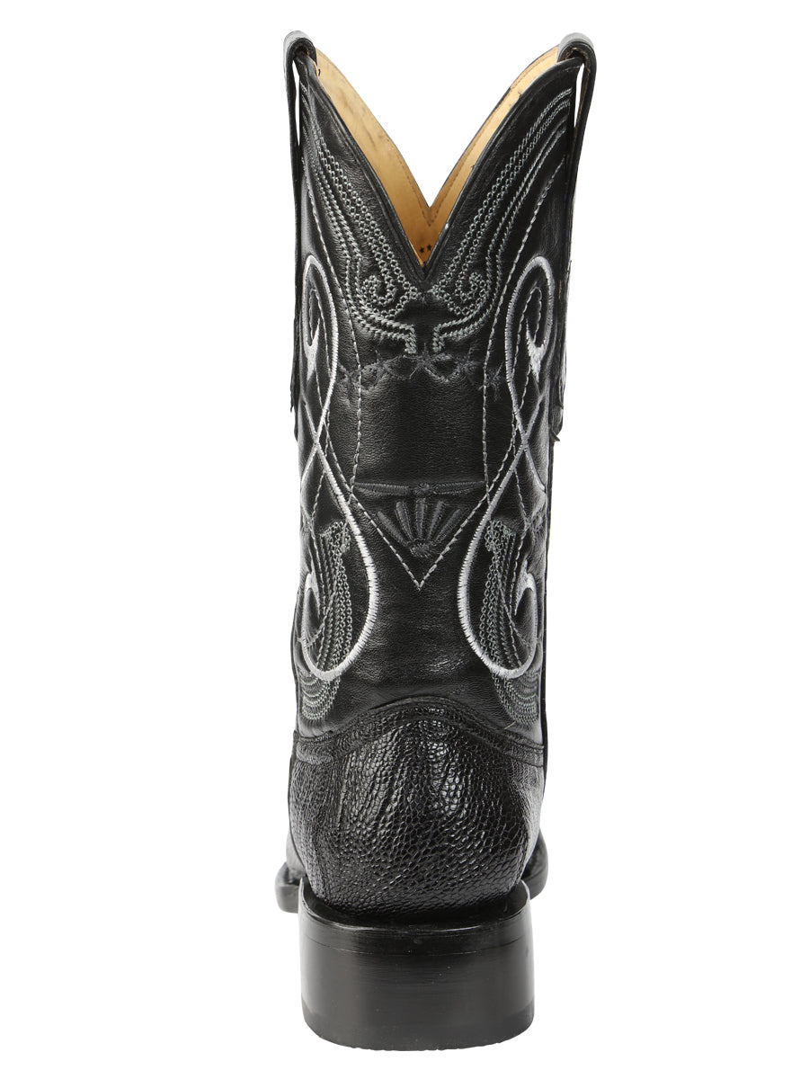 El General Men's Exotic Ostrich Leg Cowboy Boots - Black 45067