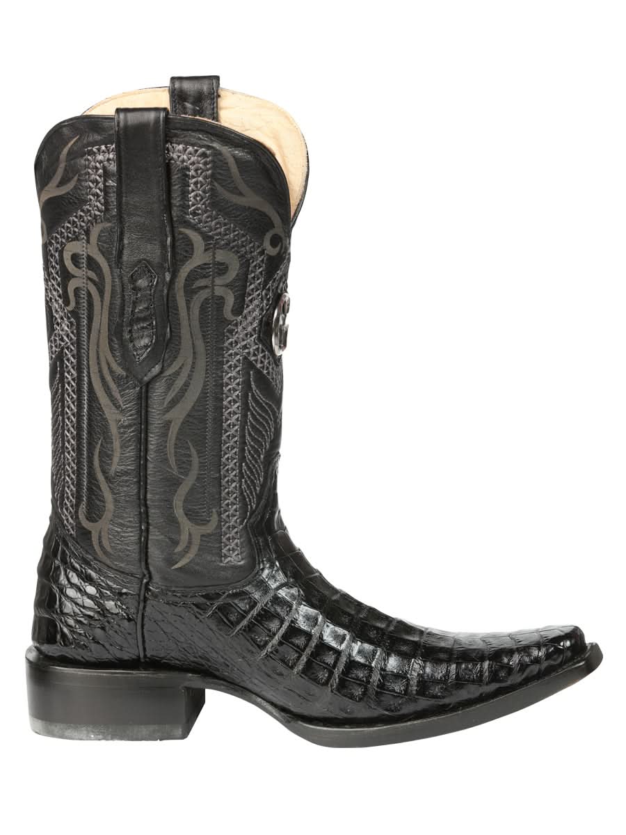 El General Men's Exotic Caiman Belly Cowboy Boots - Black 45078