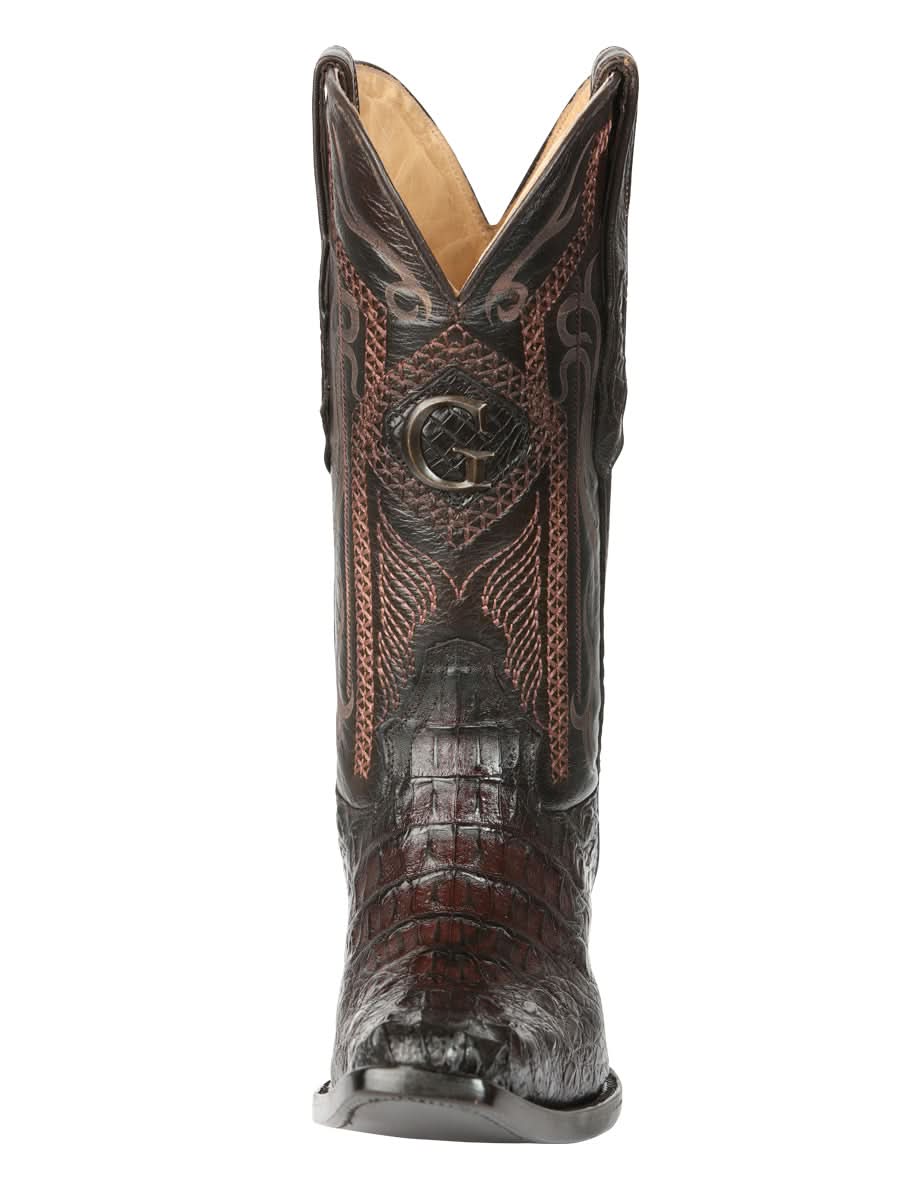 El General Men's Exotic Caiman Nuca Cowboy Boots - Brown 45082